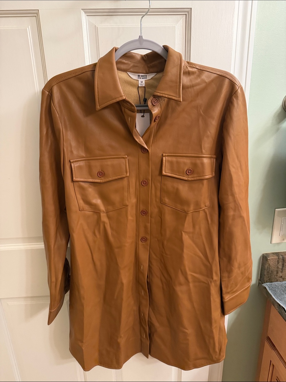 Leather Button-Front dress - NWT